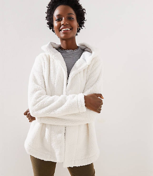 Faux Sherpa Open Hoodie