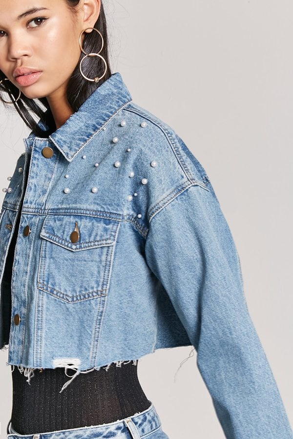 Forever 21 Love21 Distressed Cropped Denim Jacket