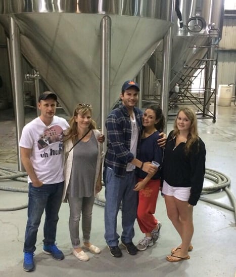 Ashton Kutcher and Mila Kunis visited the Abita Beer Brewery in New Orleans on Friday. Afterward, the company shared a cute group photo on Twitter, writing, "You never know who you'll run into at an Abita tour! #jackieandkelso #craftbeer." 
Source: Twitter user TheAbitaBeer