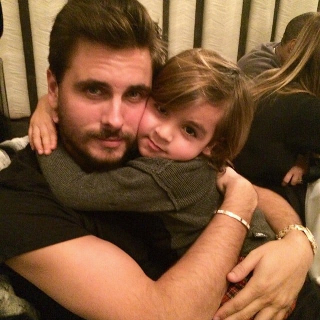 Kourtney Kardashian shared birthday wishes for Scott with this adorable shot of him and Mason.