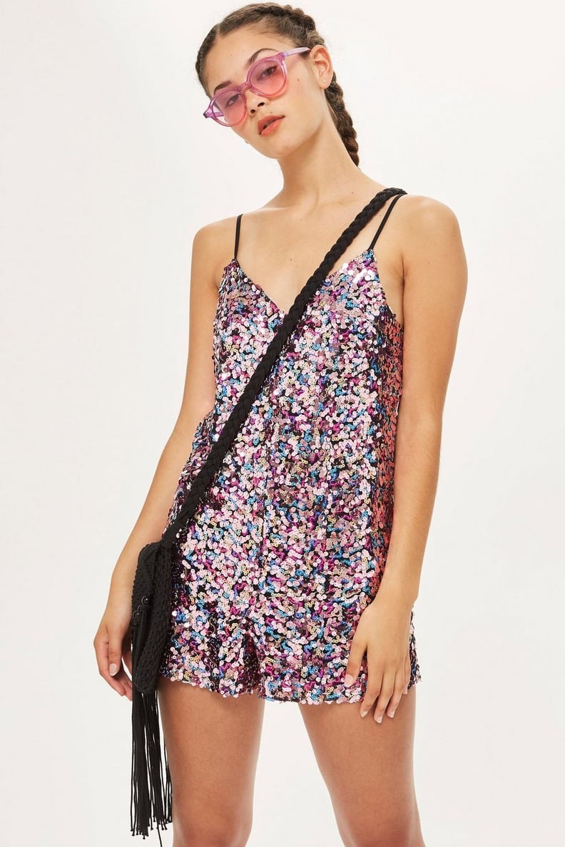 Topshop Sequin Romper Playsuit