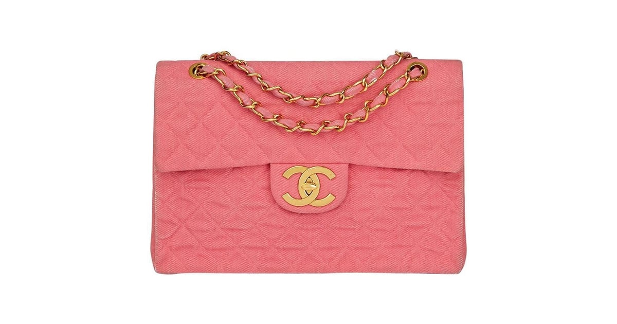 Chanel 1993 Pink Quilted Denim Vintage Maxi Jumbo XL Flap Bag 