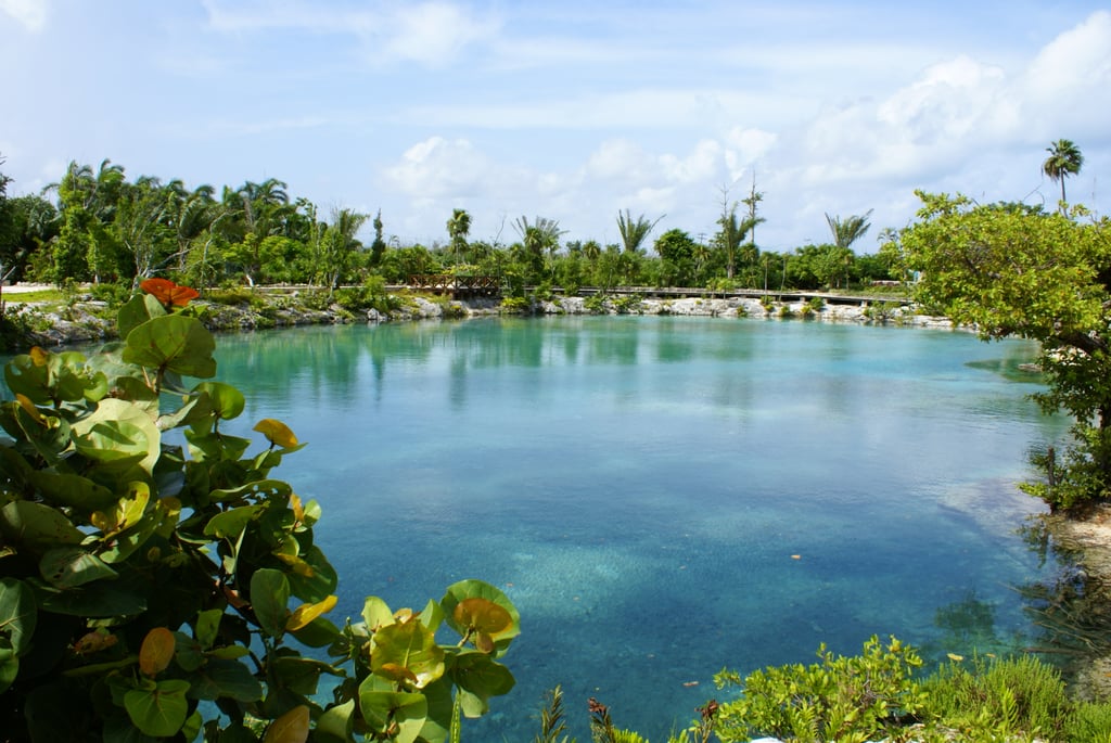 You can spend the day lounging around a lagoon.