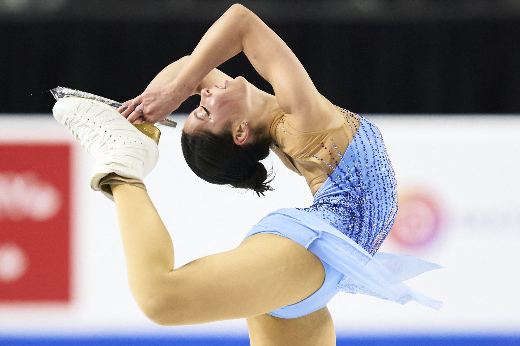Alysa Liu of the United States skates her free skate in the womens competition at Skate Canada International in Vancouver, British Columbia on October 30, 2021. (Photo by Geoff Robins / AFP) (Photo by GEOFF ROBINS/AFP via Getty Images)