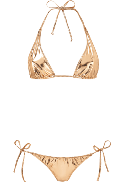 Lisa Marie Fernandez Pamela Rose Gold PVC Bikini | Kourtney Kardashian ...