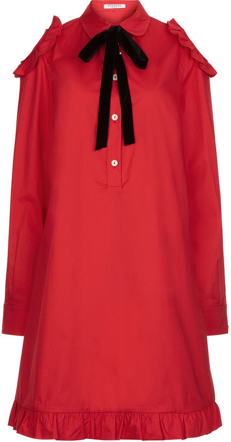 Vivetta Red Cold Shoulder Ribbon Dress ($405)