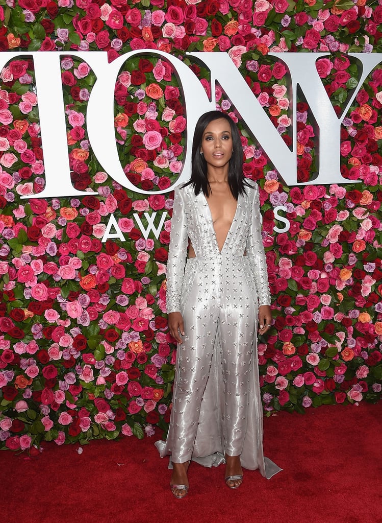 Kerry Washington Silver Versace Jumpsuit Tony Awards 2018