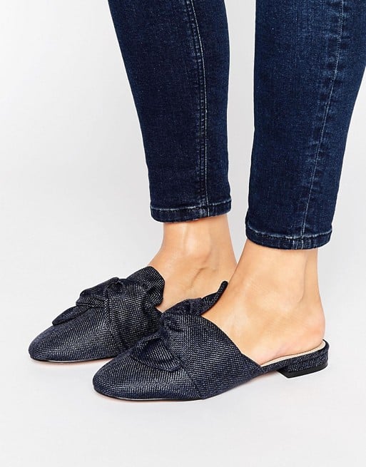 Asos's Lucky Bow Detail Ballet Mules ($34) are feminine, yet striking in dark wash denim.