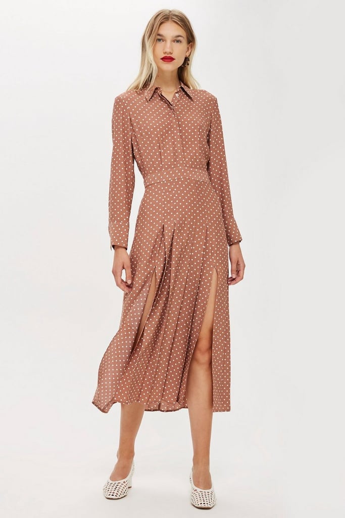 Topshop Rust Spot Print Shirt Dress