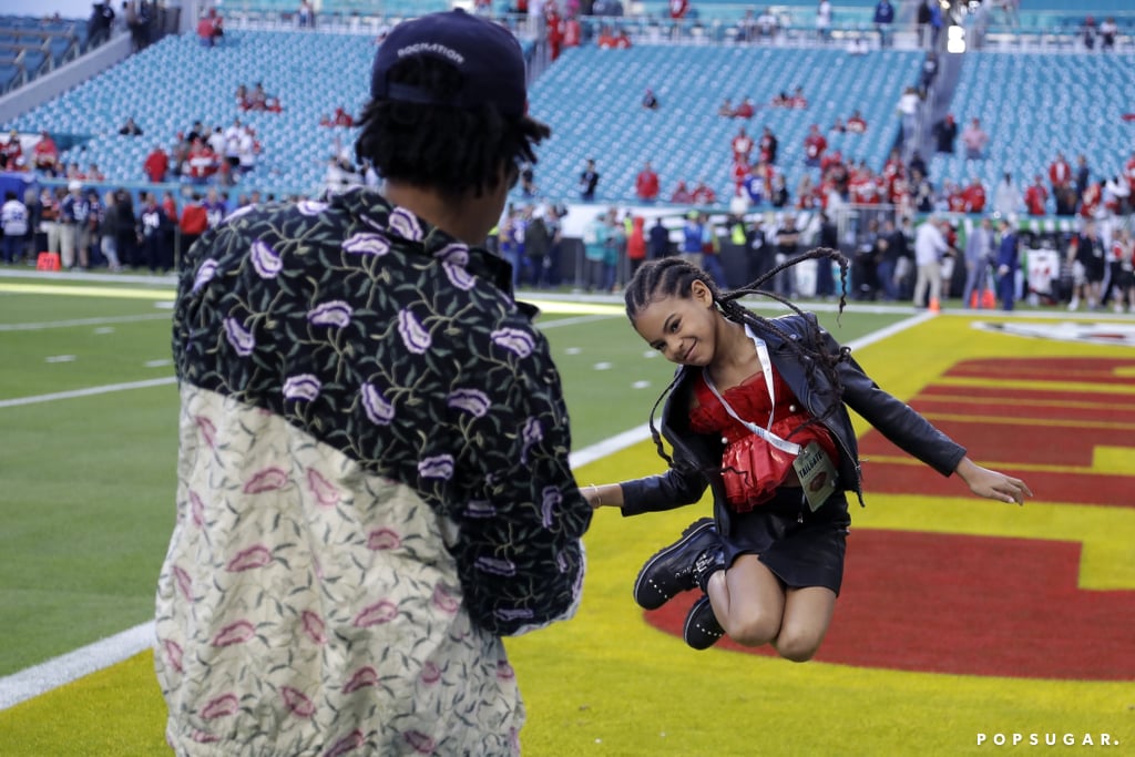 Blue Ivy Playing Football at the Super Bowl 2020