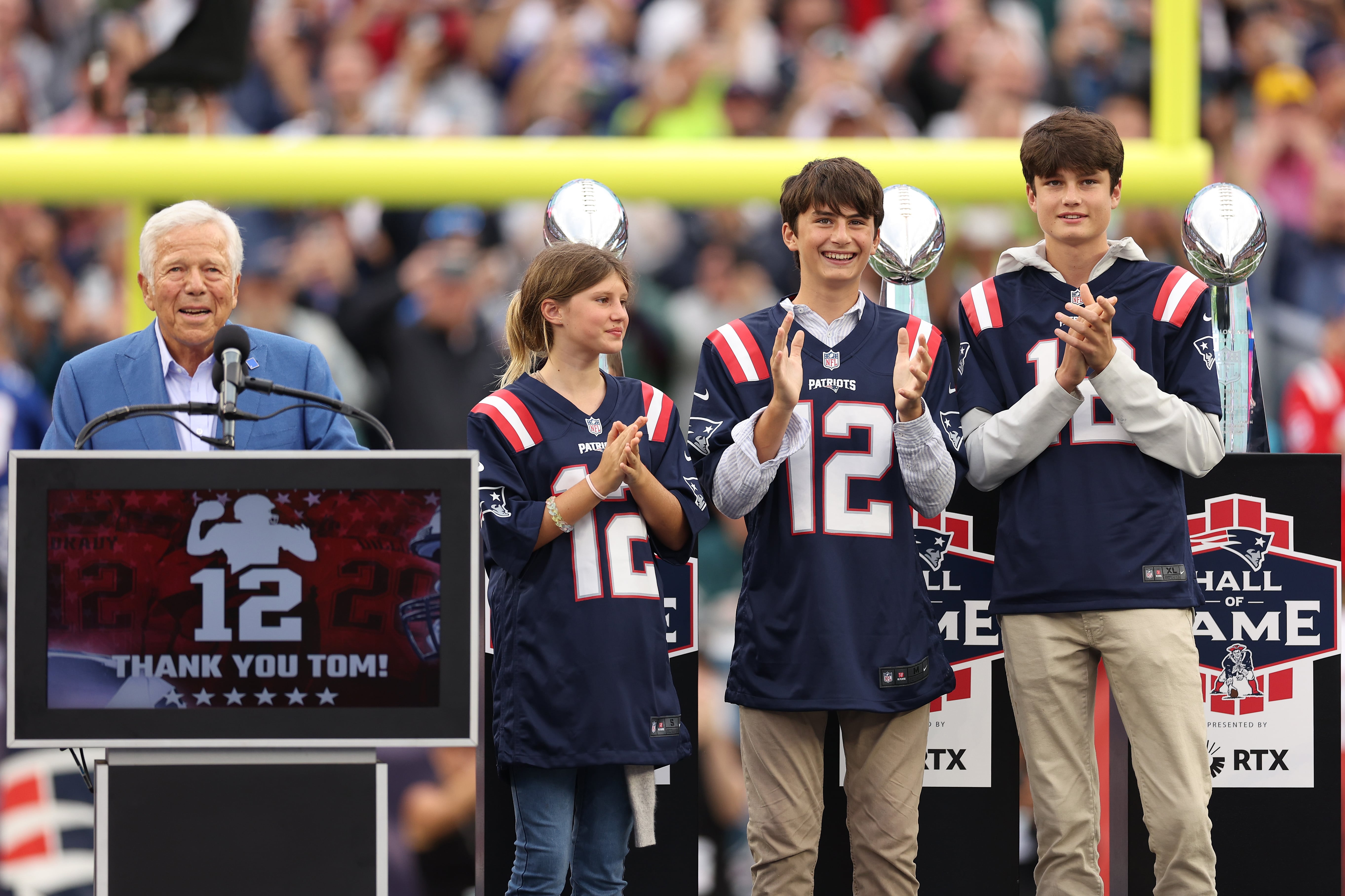 Tom Brady and His Kids at Opening Patriots Game