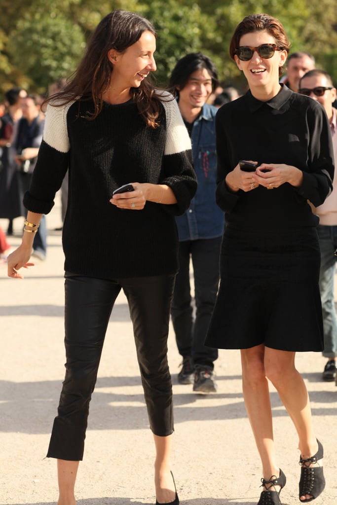 These two played it cool in basic palettes with subtle intrigue, like leather pants and a fluted skirt.
These two played it cool in basic palettes with subtle intrigue, like leather pants and a fluted skirt.