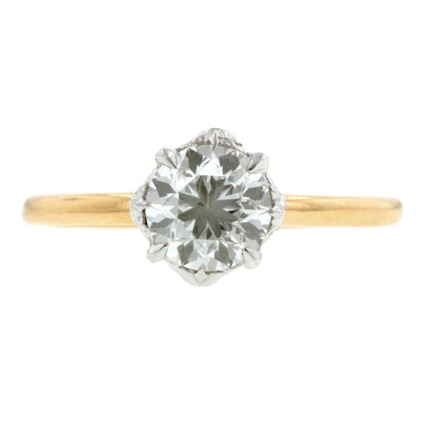 "We like mixed metal examples, like a gold band with a platinum basket. Our North Star engagement ring has this beautiful combination, but it takes it next level with tiny diamond set stars embellishing the mounting."