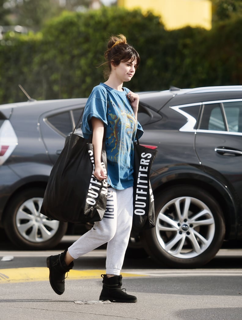 Selena Gomez Shopping at Urban Outfitters in a Sublime Tee and Sweatpants