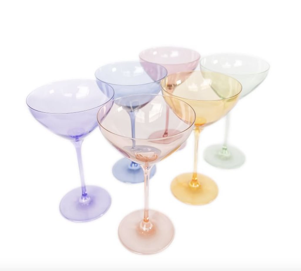 Best Martini Glasses: Estelle Colored Glass Stemmed Wine Glass Set