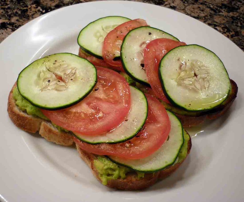 Tomato and Cucumber Over Avocado