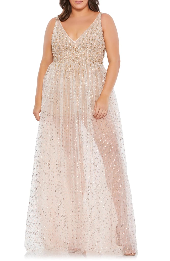 A Sleeveless Gown: Mac Duggal Sequin A-Line Gown
