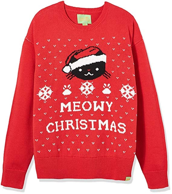 Ugly Fair Isle Jacquard Meowy Christmas Crewneck Sweater
