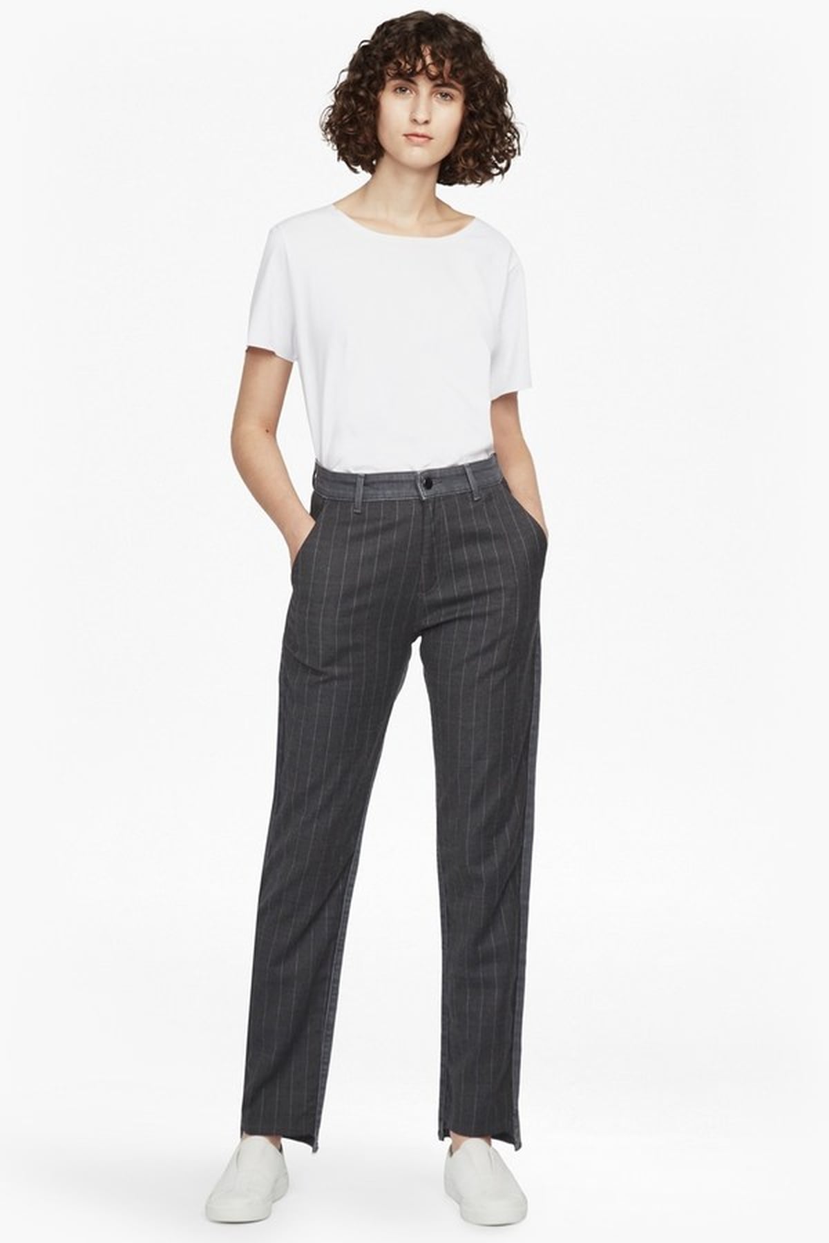 Emily Ratajkowski Striped Reformation Jeans | POPSUGAR Fashion