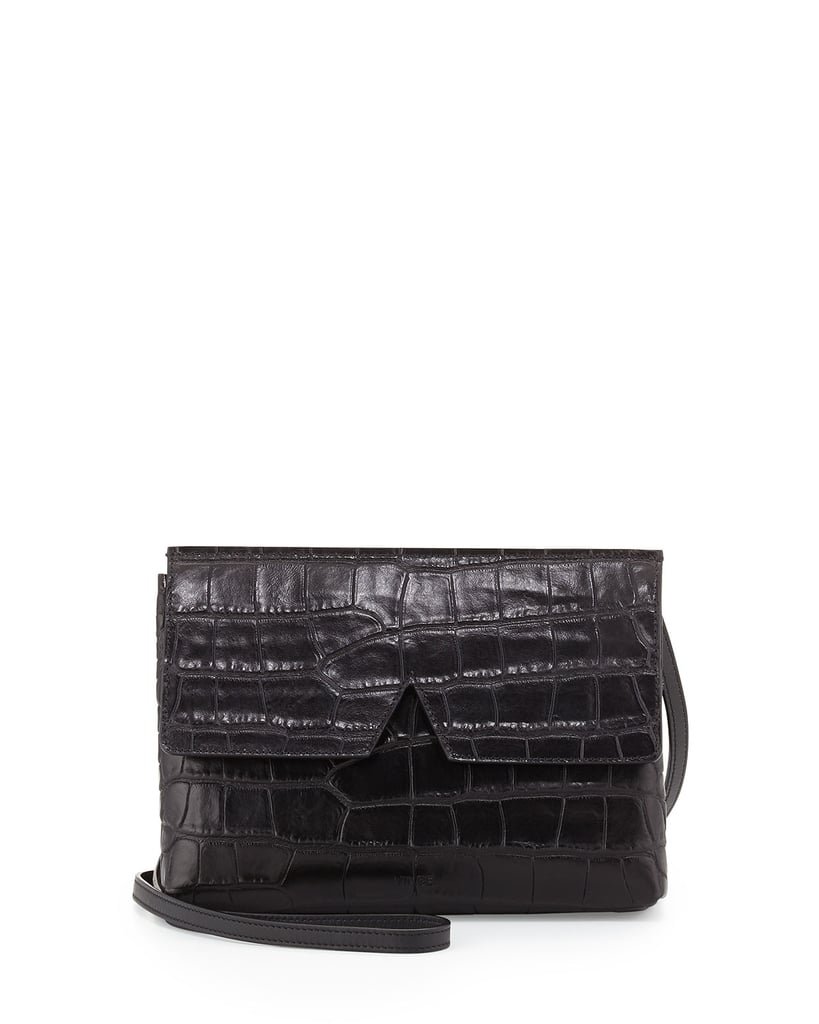 Vince Signature V Croc-Embossed Baby Crossbody Bag, Black ($265)