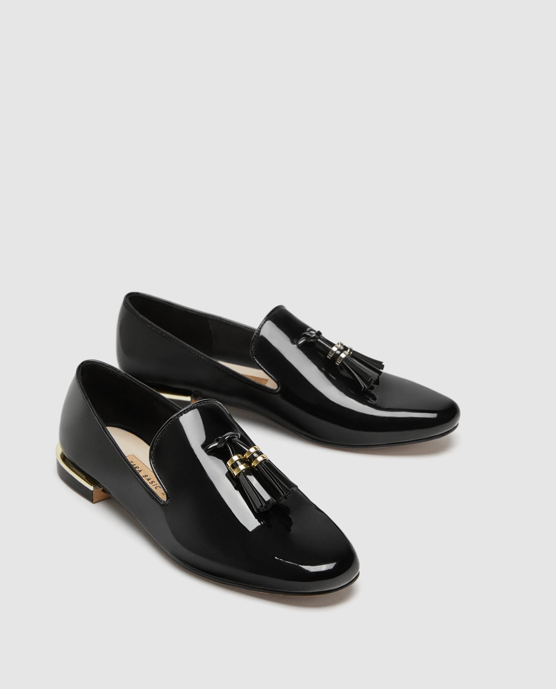 zara patent leather loafers