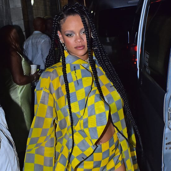 Rihanna's Off-White Yellow Checkered Cape Set April 2019