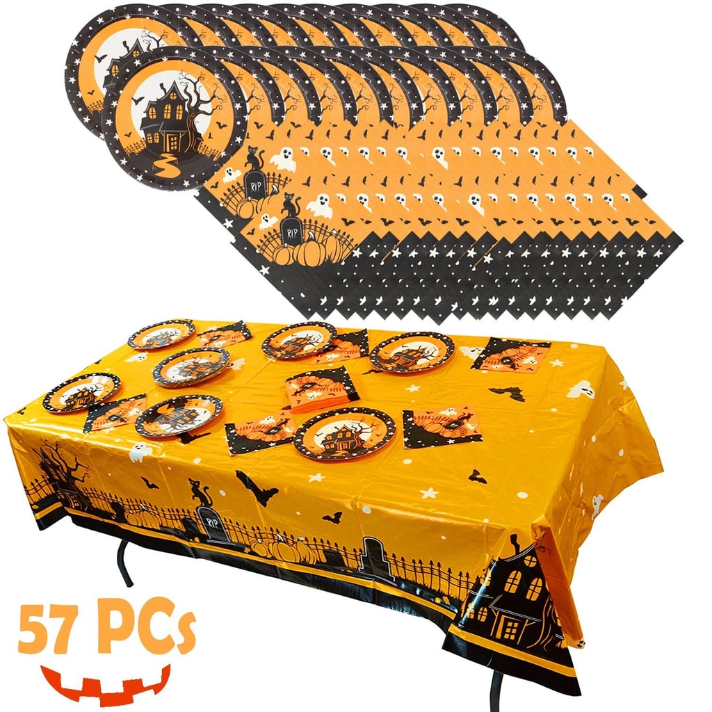 Make it super easy for yourself by purchasing this Halloween Party Tableware Set ($13), complete with napkins, paper plates, and tablecloth.