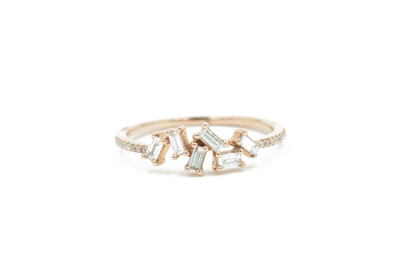 Rose Gold Diamond Pave and Diamond Baguette Ring