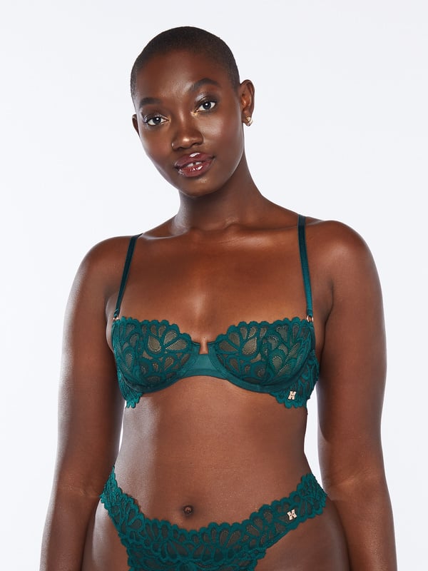 Velvet Hearts Cut-Out Bralette with Tulle in Purple