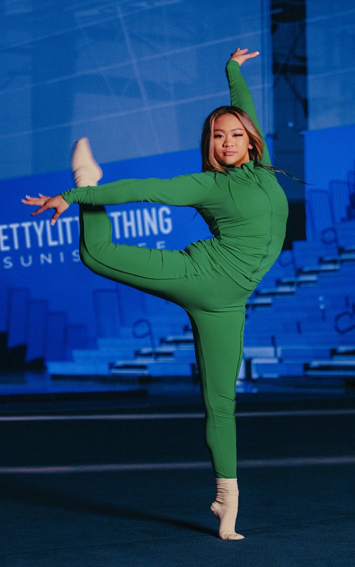 A Green Set: PrettyLittleThing Piping Detail Gym Leggings and Zip Up Jacket, The New PrettyLittleThing x Suni Lee Collection Is an Activewear Dream