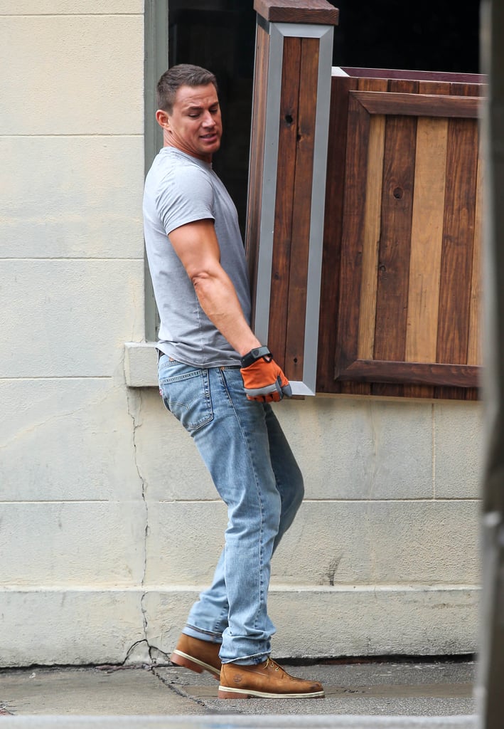 Channing Tatum did some heavy lifting on the Magic Mike XXL set in Savannah, GA, on Monday.