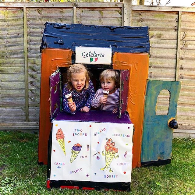 Make an icecream shop playhouse! Things Kids Can Do With Cardboard