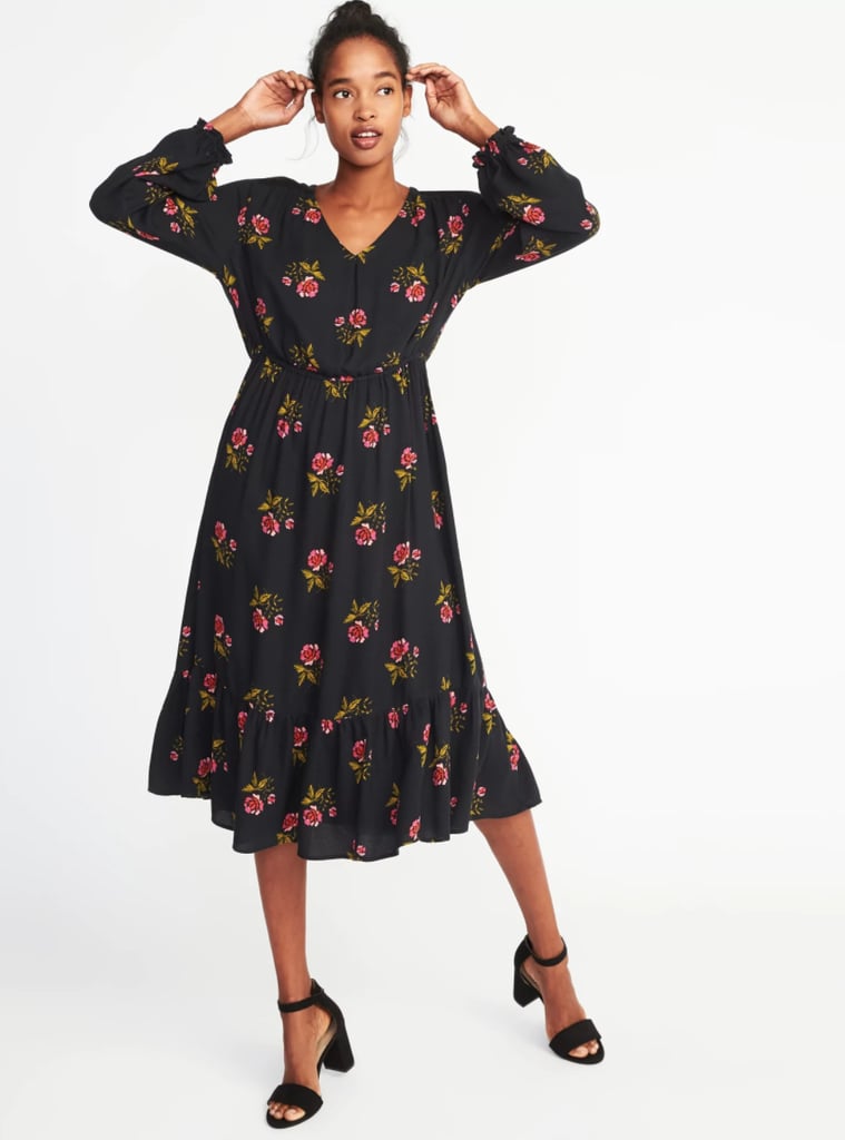 Old Navy Floral Cinched-Waist Crepe Dress | Gift Ideas From Old Navy ...