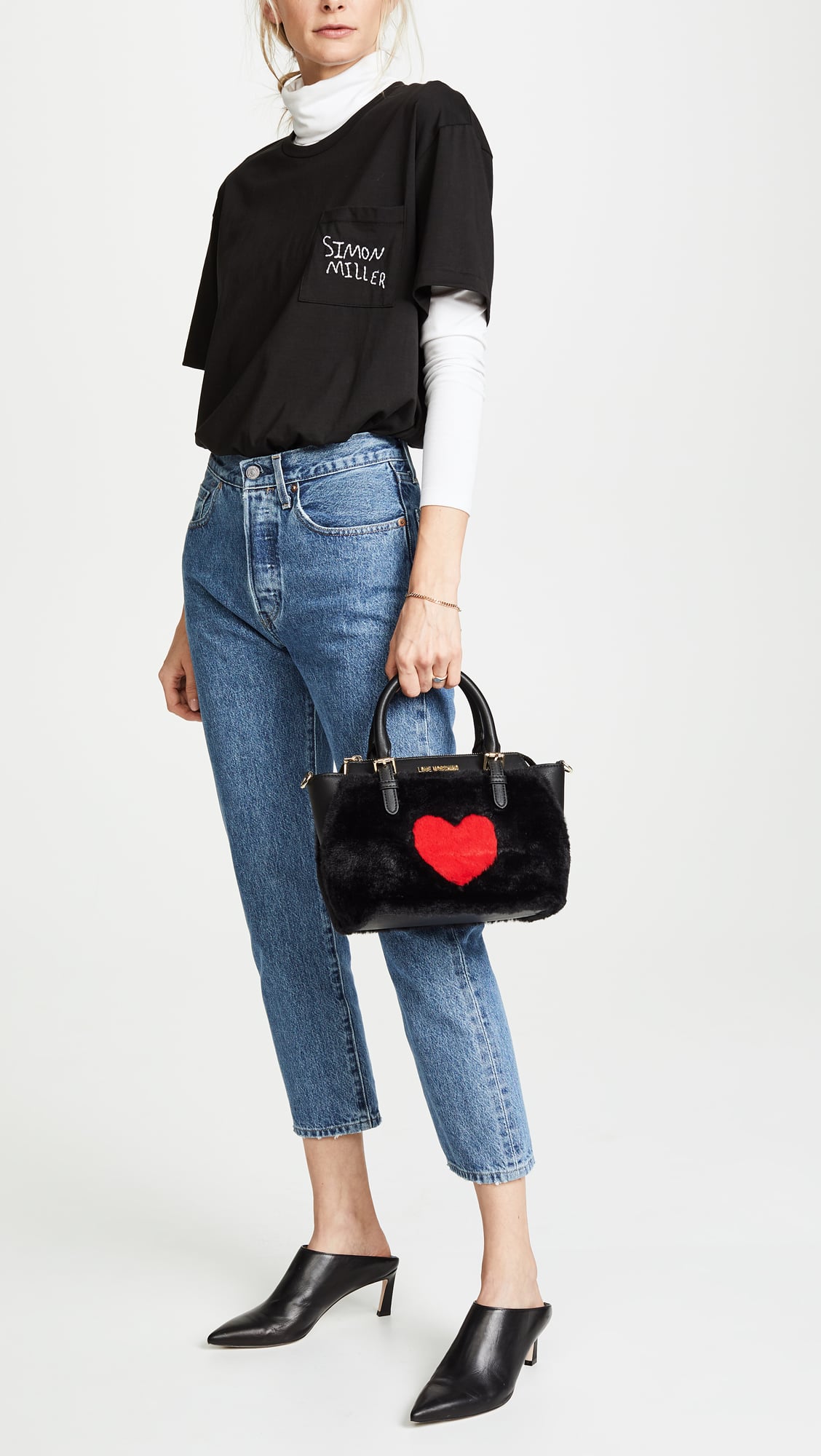 love moschino top handle mini fur