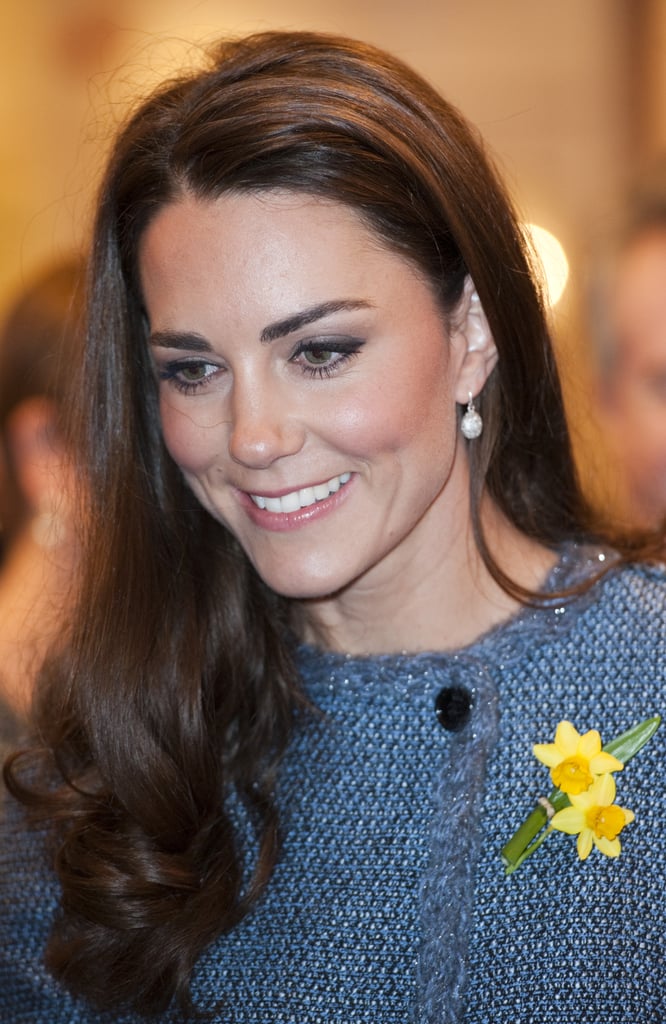 The white topaz Links of London hope egg earrings had their most famous outing for Kate's engagement portrait with William, but have also been worn many times on her Canadian tour and for a trip to the store Fortnum and Mason with the Queen.