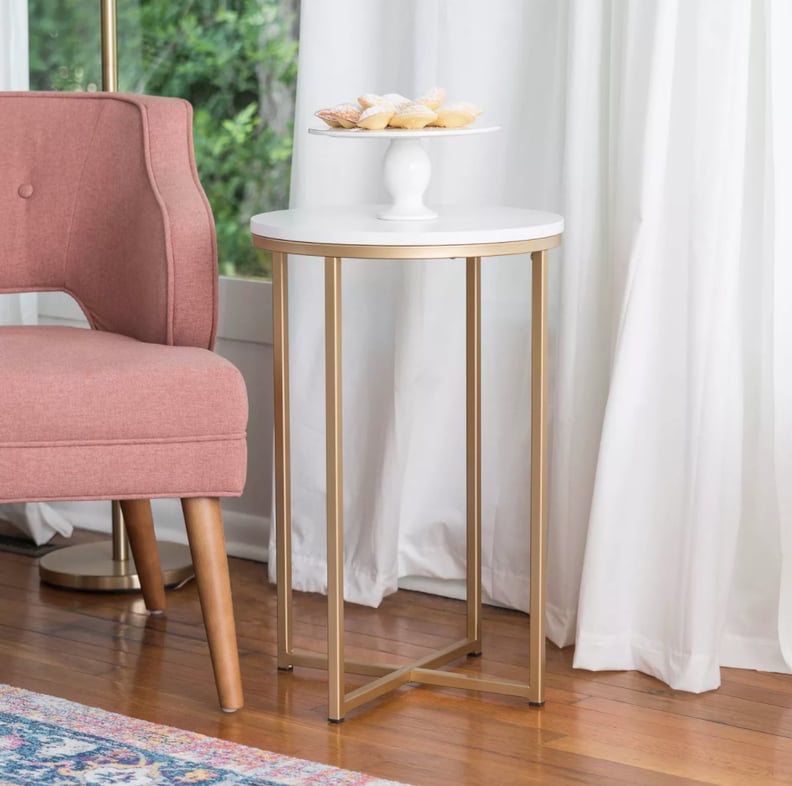 Saracina Home Vivian Glam X Leg Round Side Table