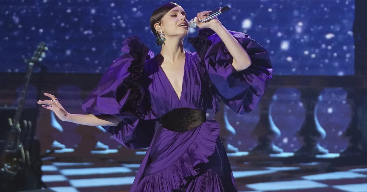 American Idol Becomes a Whole New Stage With Sofia Carson in This Amethyst Ball Gown