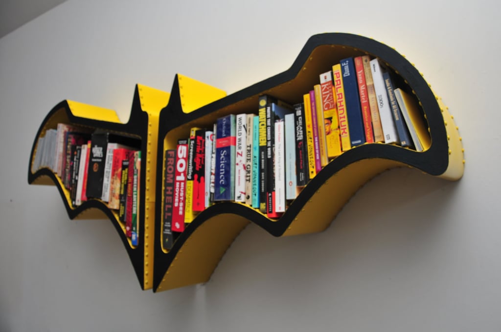 Na na na na — Batshelf! Squeeze graphic novels and various books about justice into this handmade Batman bookshelf.