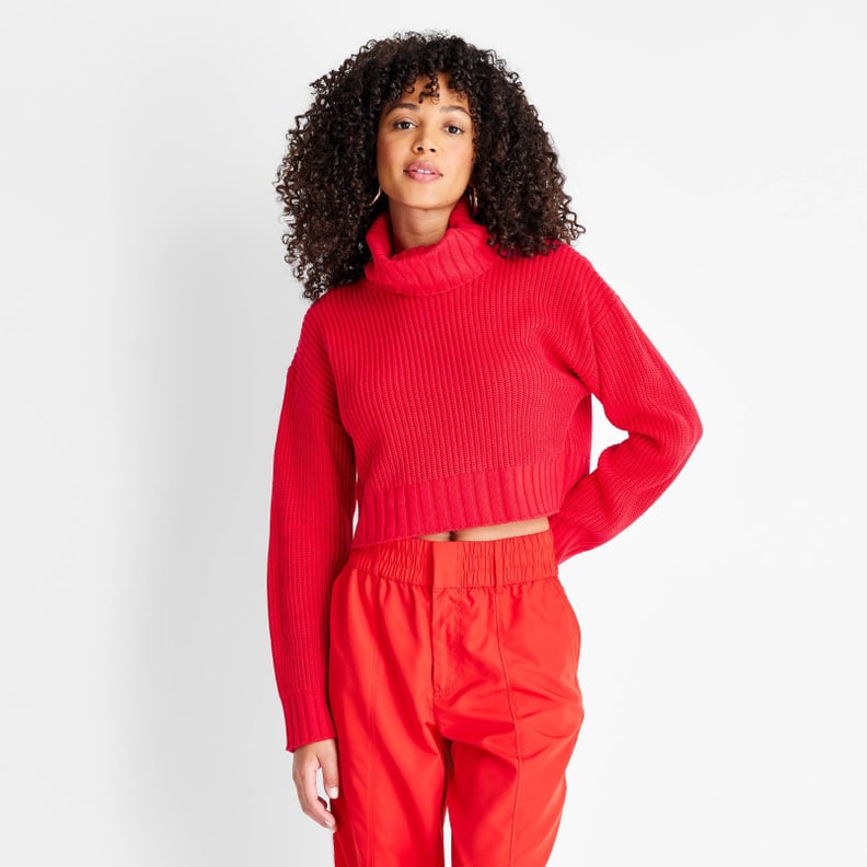 Something Cozy: Future Collective With Kahlana Barfield Brown Metallic Turtleneck Pullover Sweater