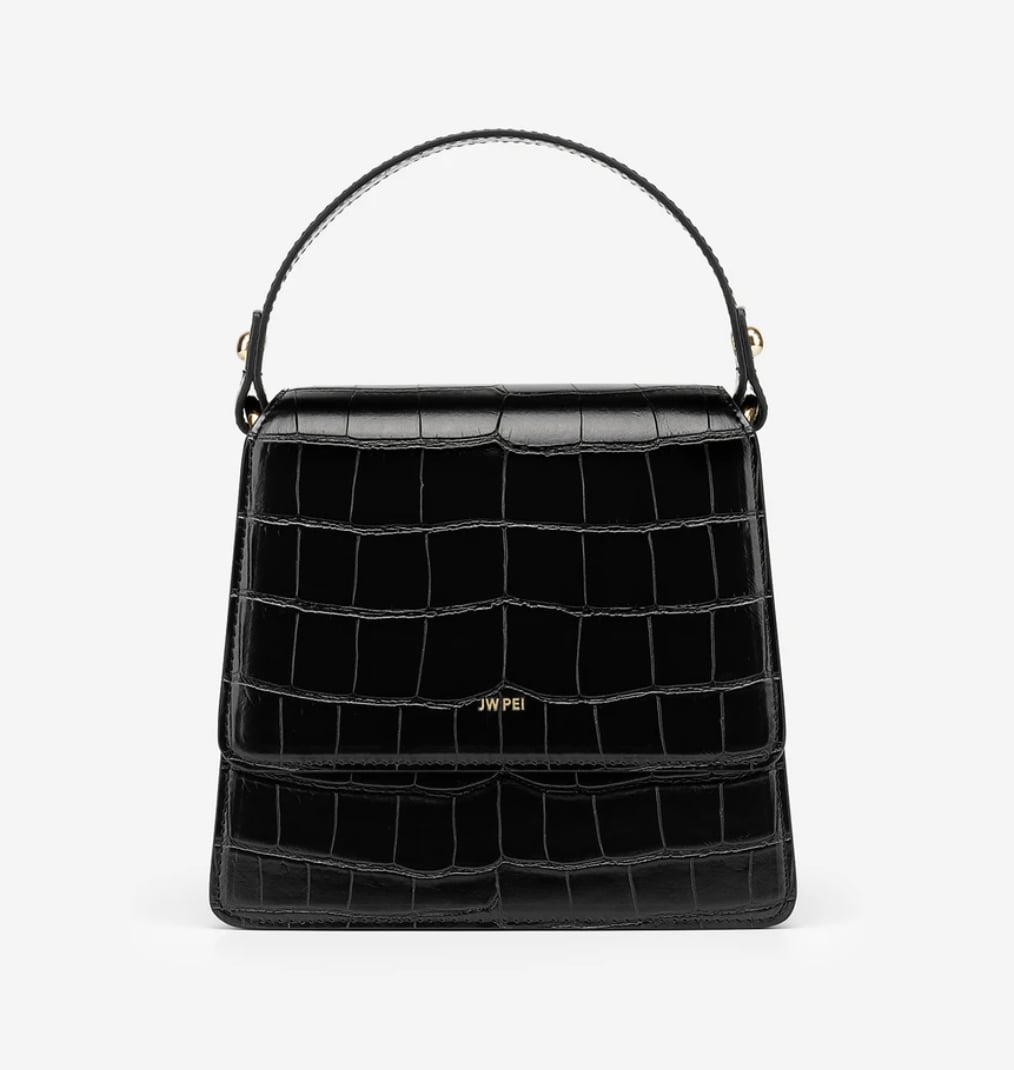 The Fae Top Handle Bag in Black Croc Thank you Insecure
