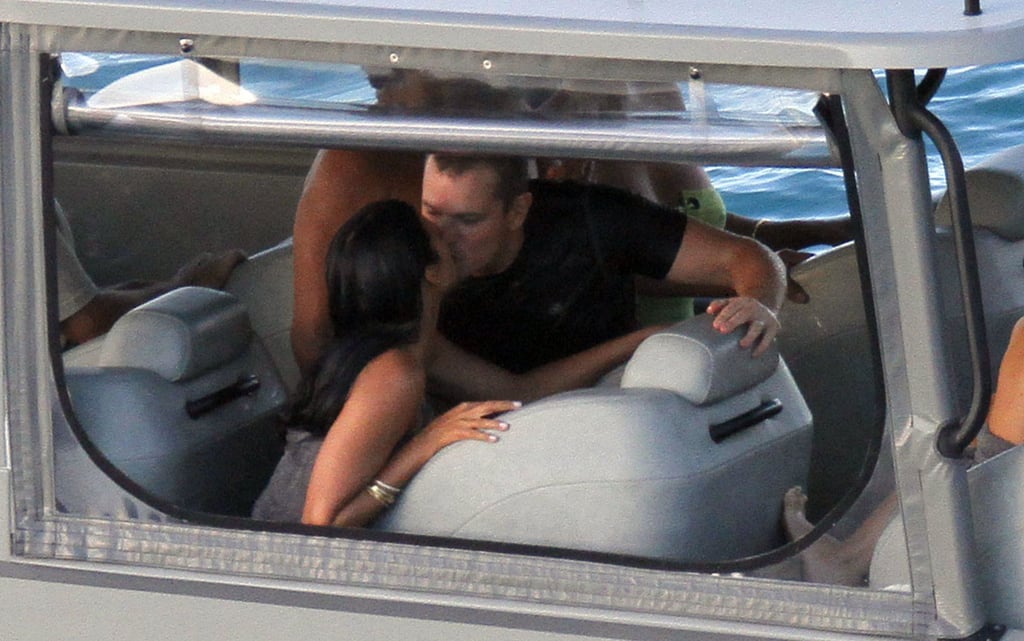 Matt and Luciana Damon kissed during a January vacation to St. Barts in 2012.