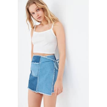 Uo frayed wrap mini skirt hotsell
