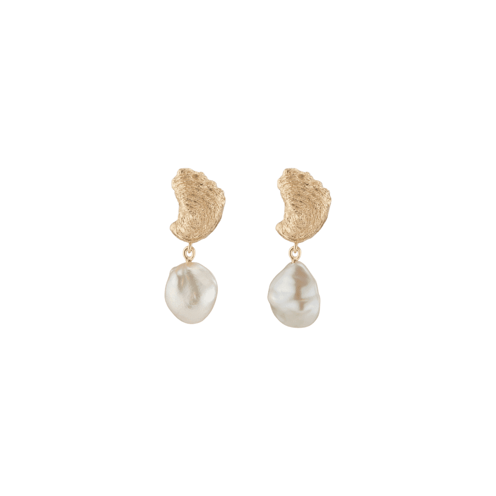 Aurate x Kerry Venus Organic Pearl Gold Earrings