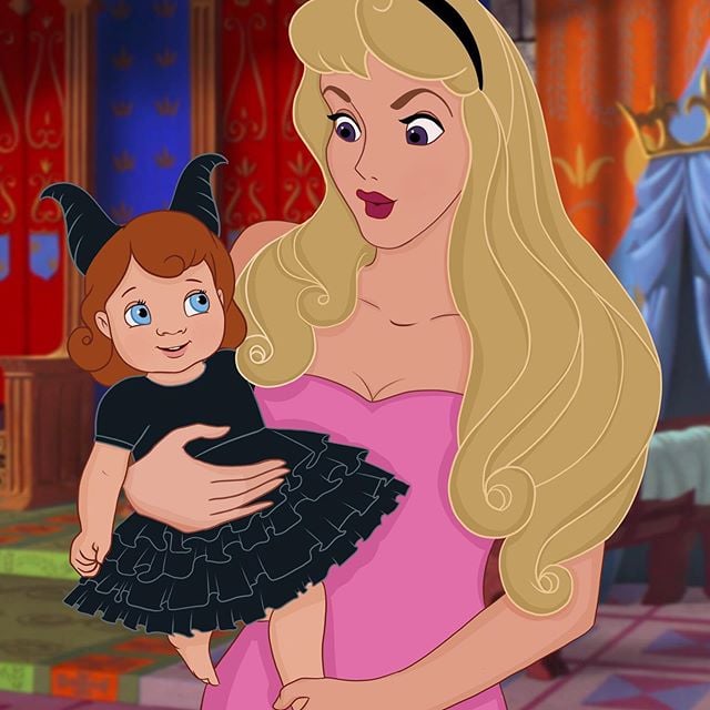 Aurora As A Mom Artist Reimagines Disney Princesses As Moms With Cute