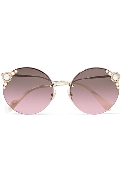 Miu Miu Round-Frame Embellished Sunglasses