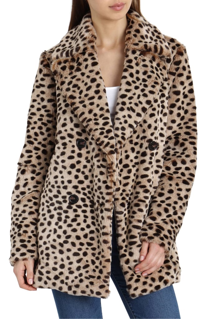 Avec Les Filles Leopard Print Faux Fur Coat