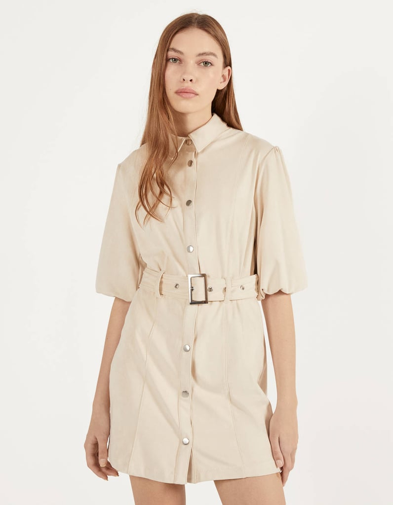 Bershka Faux Suede Shirt Dress