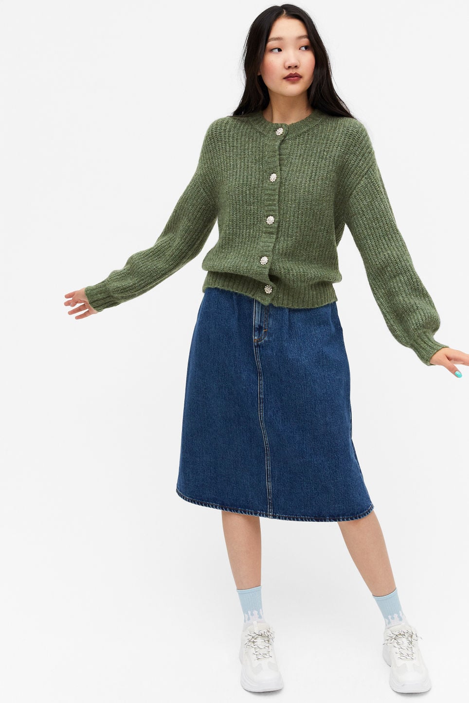 diamante button cardigan