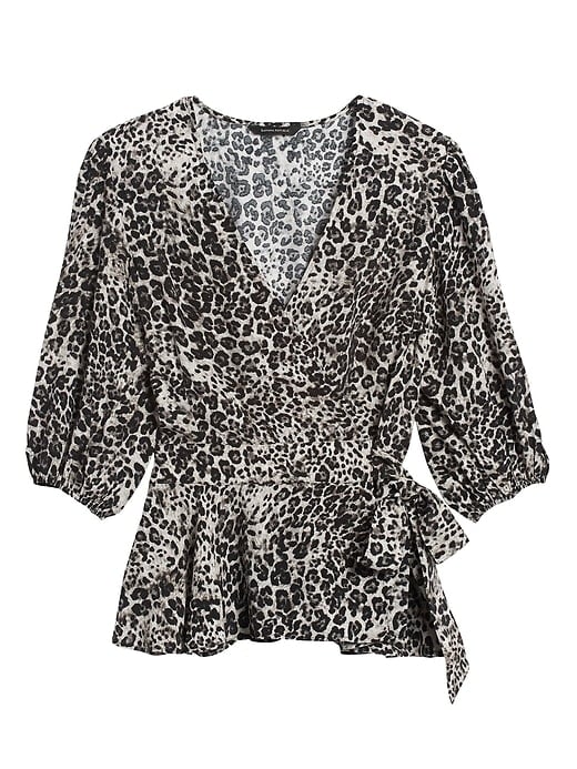 Banana Republic Print Peplum Wrap Top