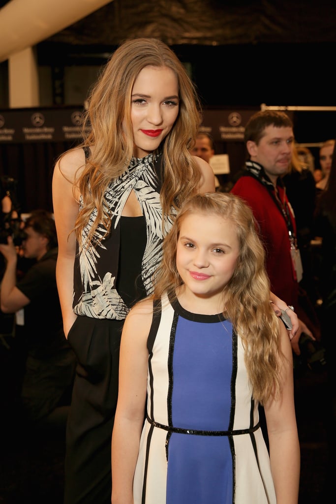 Singers and Nashville stars Lennon and Maisy Stella posed together at the Nicole Miller show.
